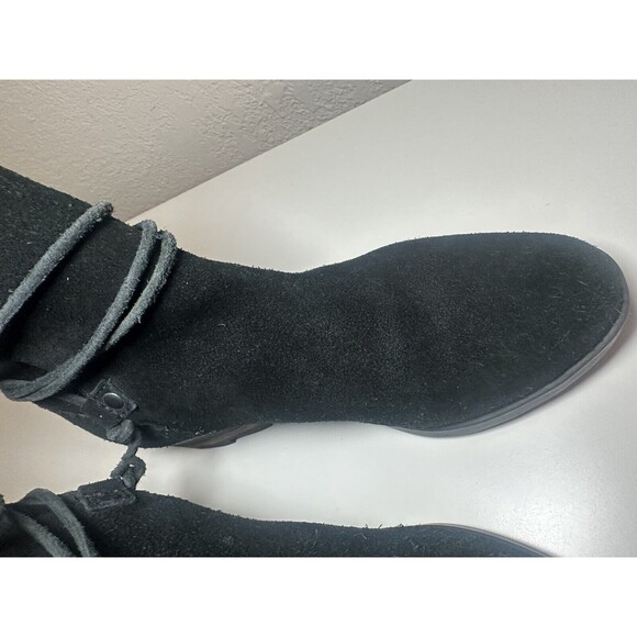 Sorel Farah Black Suede Leather Ankle Boots Tie Tassel Booties Women SIZE‎ 6 - Picture 6 of 10